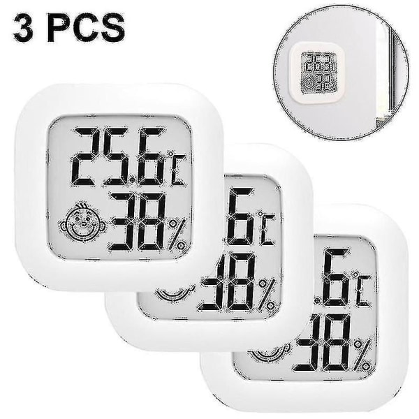 3-pack innendørs termometer, fuktighetsmåler digitalt hygrometer Romtermometer for hjemmet, høy nøyaktig temperatur- og fuktighetsmåler for rep.