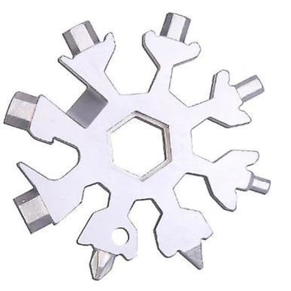 2st Silver Multifunktionell Snowflake Bärbart reparationsverktyg Legering Material Åttakantig 18 i 1 Hand Nyckelring Skruvmejsel Flasköppnare Verktyg 6.2 6.2cm