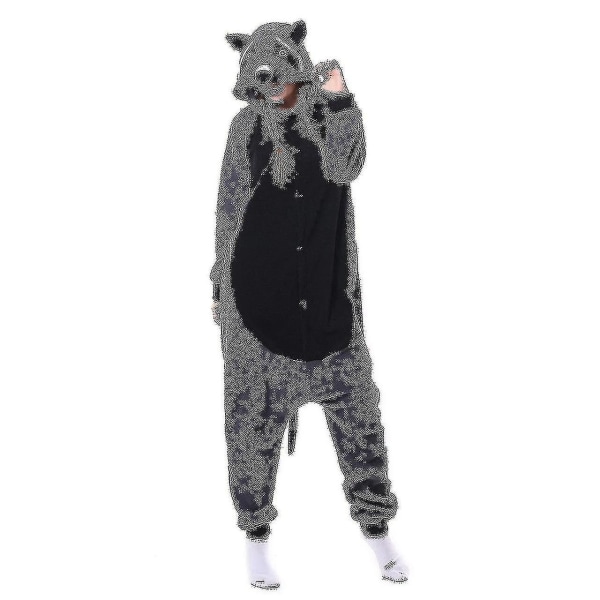 Tvättbjörnsdräkt för vuxna Djur helkroppspyjamas Halloween jul Kigurumi i ett stycke (XL, ljusgrå)