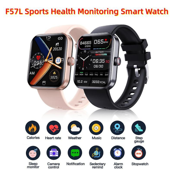 F57l Fashion Sport Smart Watch 1.91 Inch Hd Screen Heart Rate Blood Glucose/oxygen/pressure Milan Rose Gold