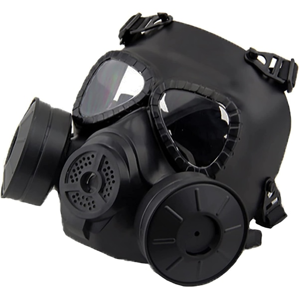 Paintballmask, taktisk mask i gasstil med dubbel turbofläkt för cosplay, halloween, krigsspel, maskerad