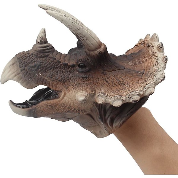 Pehmeä kumi realistinen dinosauruksen käsinuket roolilelu lapsille ja taaperoille (triceratops)