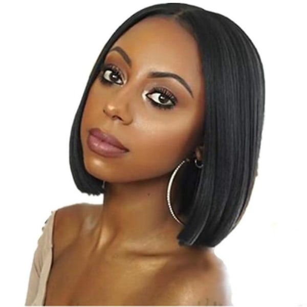 Mode svart peruk kvinnors medellångt kort rakt hår