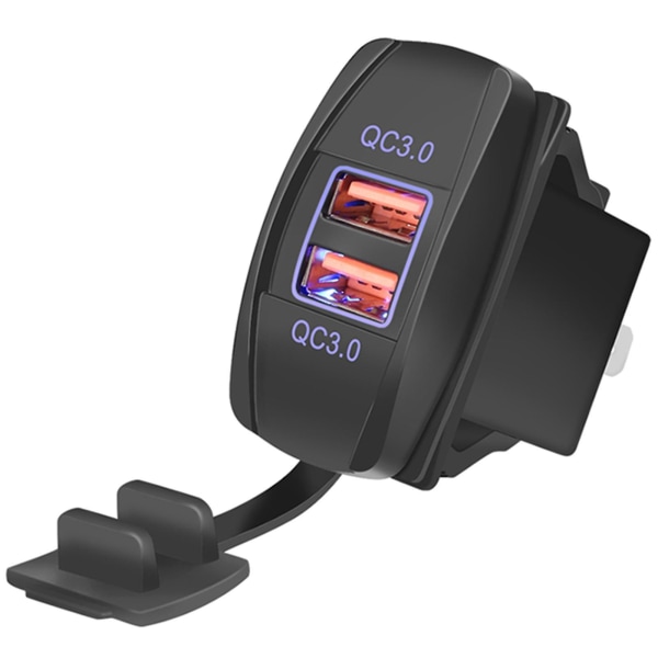 12v-24v biltelefonladdare Dubbel USB Qc3.0 Power för motorcykel（blå）