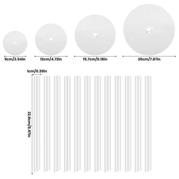 Kakestativ Kaketallerken 4 gjenbrukbare kakestøtter med 12 plastdyvelstenger Kakestøtter for multi-t