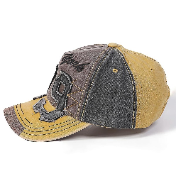 2023 Vintage Washed Denim Baseball Caps For Men Brun Gul Snapback Dame Cap Sommer Streetwear Trucker Hats Gorras Hombre（Yellow Baseball Cap）