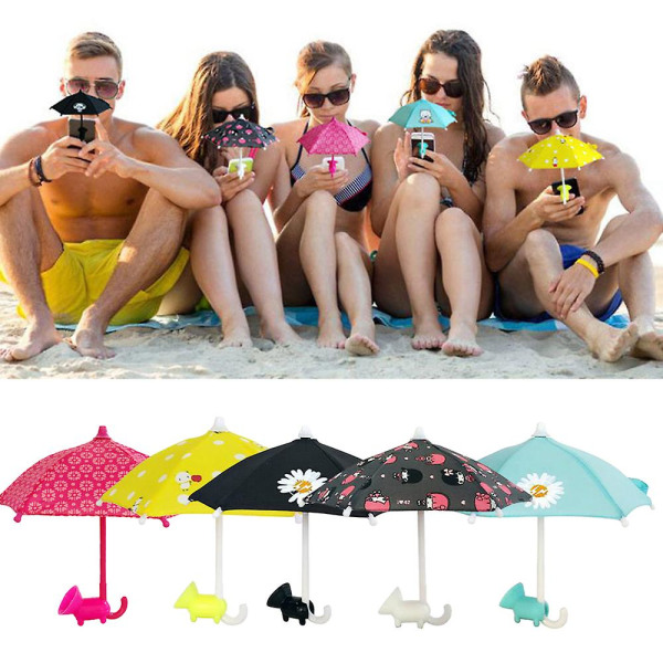 Mobiltelefon parasoll med piggys sugkopp justerbar telefonfäste Present till vänner familj (blåbjörn)