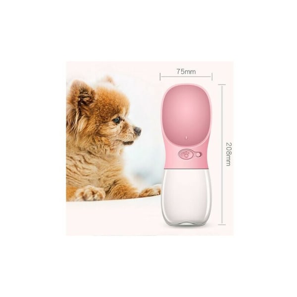 Bärbar hundresevattenskål Dricksmatsautomat för vandringsresor (12oz, rosa)