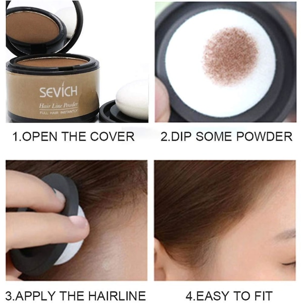 Instant Hair Shadow - Hårlinjepulver, Quick Cover Grå hårrodsskjuler med Puff Touch, 4 G（blond）