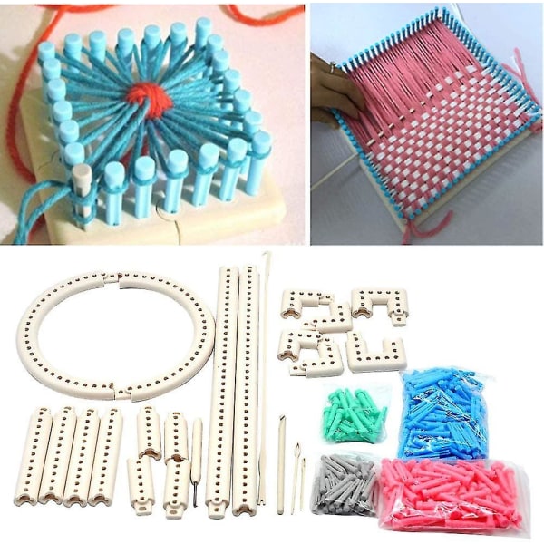Knit Weave Loom Kit, multifunksjons håndverksgarn strikkebrett Knit Weave Loom Kit Gjør-det-selv-verktøy