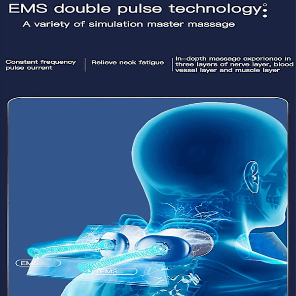 Sladdlös smart elektrisk nackmassager med uppvärmt hänge