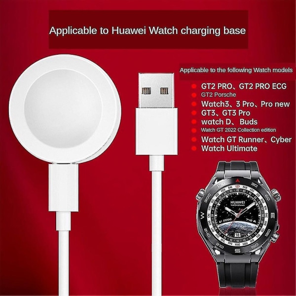 Lader for Huawei Watch Gt Gt3 / Gt2 Pro /gt Runner Watch D Ultimate Magnetic Charging Dock Base Trådløs ladeadapter（hvit）