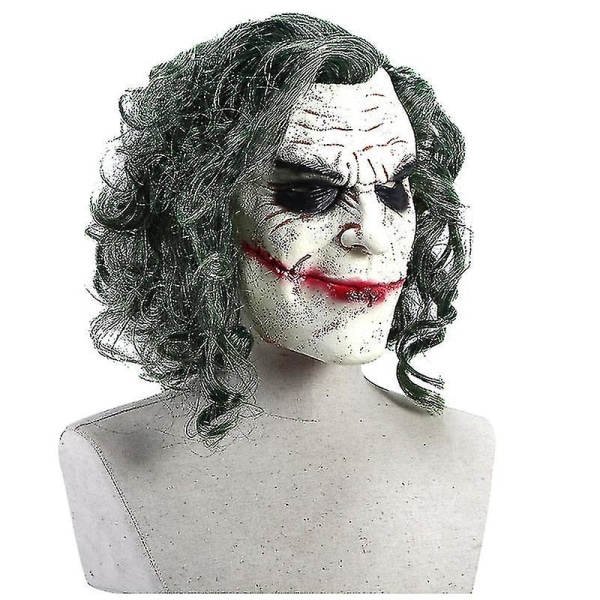 Halloween Joker Mask Med Grönt Hår