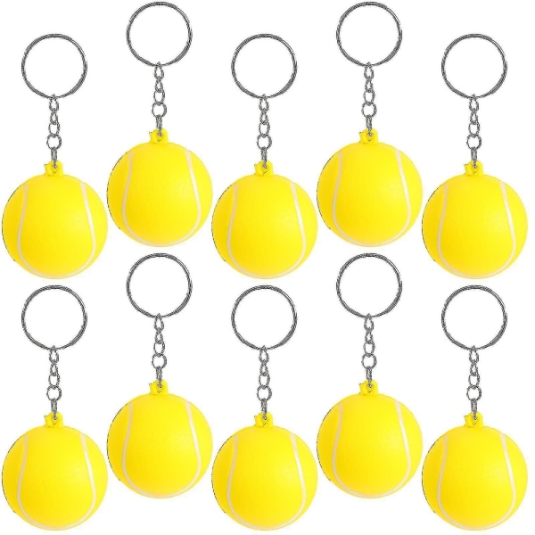 20pcs Tennis Ball Shape Keyrings Pu Sports Keychains Souvenirs For Athletes