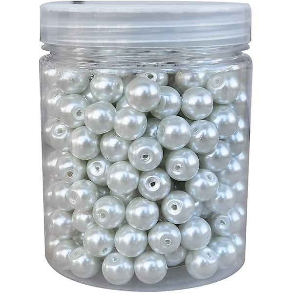 About 250pcs 10mm White Glass Pearl Round Loose Spacer Beads For Diy Craft Necklaces Bracelets Jewelry Making