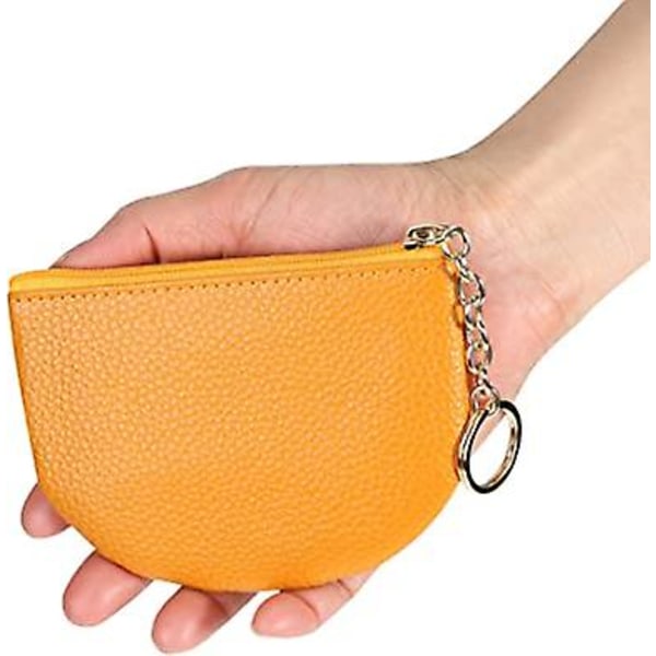 Yellowwomen's äkta läder nyckelring Dragkedja Change plånbok Liten mini påse myntväska
