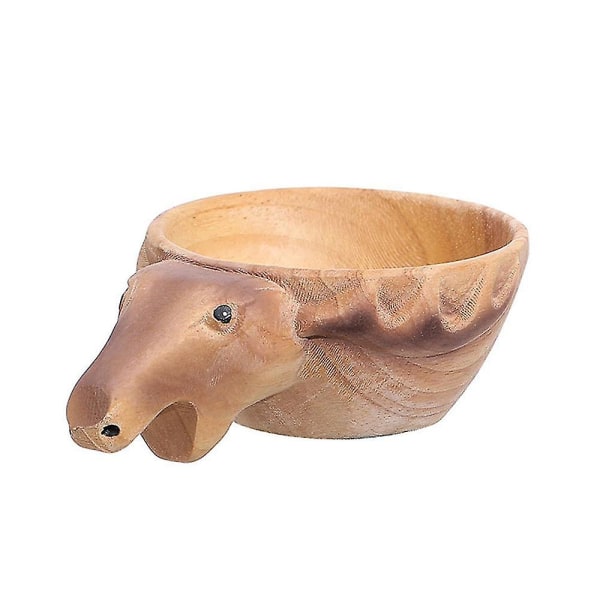 Wooden Mug Animal Shape Portable Camping Drinking Cup Hand Carved Outdoor Cup Moose