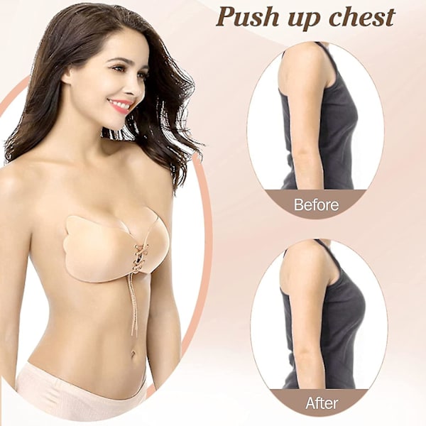 2 Pairs Adhesive Bra Sticky Invisible Backless Strapless Push Up