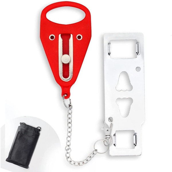 Bärbart dörrlås, resedörrlås Hemsäkerhet Bärbart lås med ficka, perfekt för resande hotell Hem College, röd