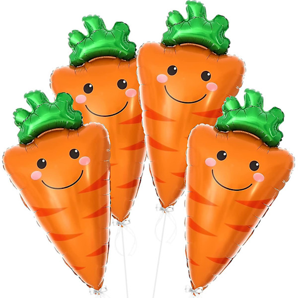 Other Garden Decorative Element 80cm Pack Of 4 Carrot Foil Balloons | Carrot Balloons For A Vegetable Themed Birthday Party | Plant-themed Party Deco