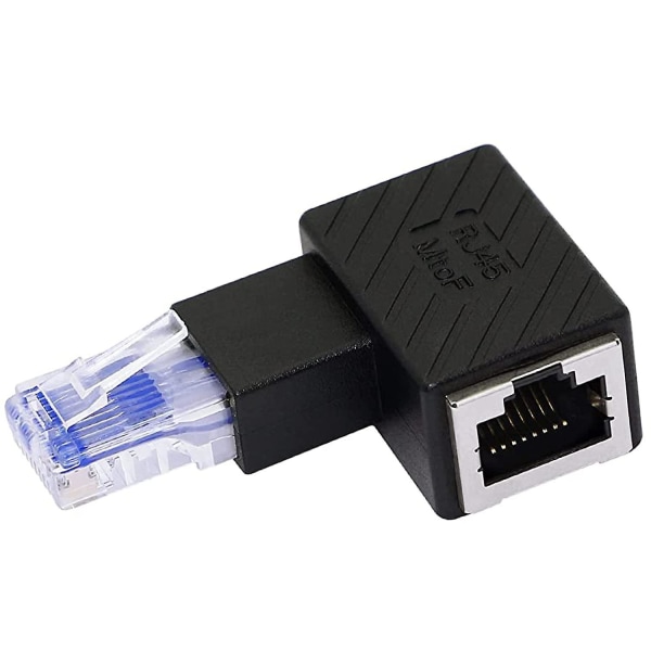 2-delad 90 graders Ethernet-adapter, vänster och höger vinkel RJ45 LAN-kontakt, hane till hona expansionsnätverkskontakt, för datorer, bärbara datorer, routrar