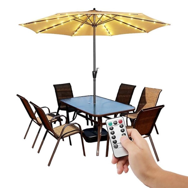 Trådlös uteplats paraplylampor med fjärrkontroll, 8 ledlägen, batteridriven, vattentät, för trädgårdsinredning