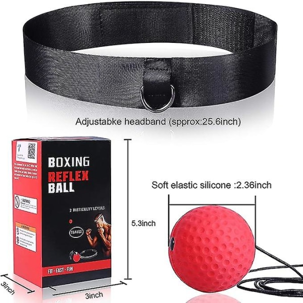 Boxningsträningsboll, boxningsboll med pannband, hastighetsträning lämplig för vuxna/barn Bästa boxningsutrustning för träning（B）