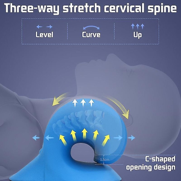 Nakke Skulder Båre Relaxer Cervical Kiropraktisk Traksjonsenhet Pute Smertelindring Cervical Spine Alignment（Mørkeblå EVA）