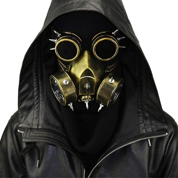 Retro Steampunk Gasmask För Halloween Cosplay Maskerader Kostymfester Guld