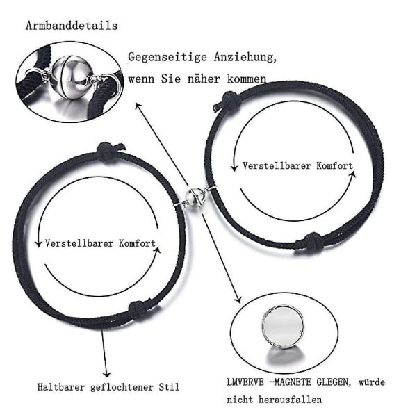 Magnetiska Pararmband, Attraherar Varandra, Matchande Flätade Reparmband För Vänskap Och Relationer