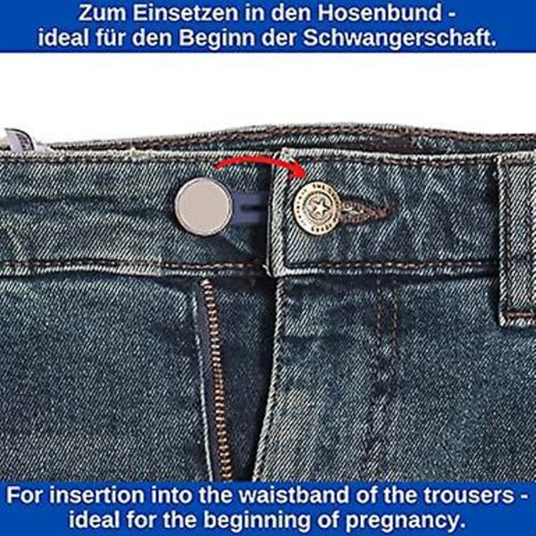 Bältesförlängare, knappförlängare, set om 8, elastisk knappförlängare för byxor upp till 50 mm, infällbara knappar, justerbara midjeförlängare för jeans och