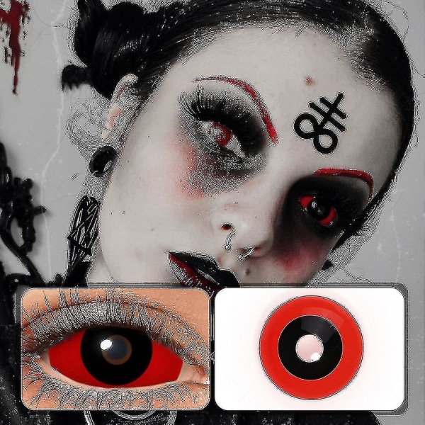 22 mm røde og sorte Sclera-kontaktlinser til Halloween med fuld øjenkontakt Tokyo Ghoul Skræmmende Cosplay-kontaktlinser Vampyrøjenlinser