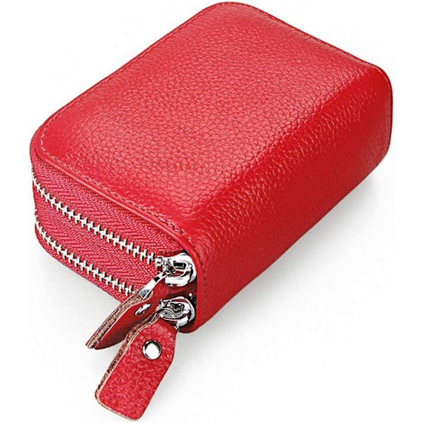 Credit Card Holder Small Zipped Wallet 15 Card Slots (red)