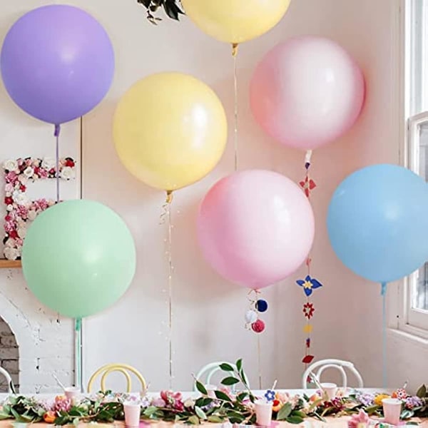 Unisun 30 stk 18 tommers pastell regnbueballong stor fargerik macaronballong（pastell）