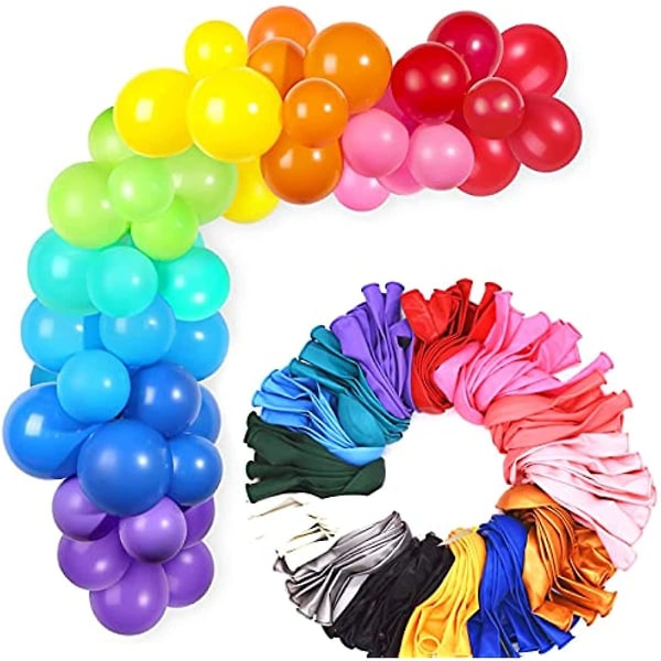 Unisun festballonger flerfarget 100 stk 12 tommer lyse naturlig lateks pastellballonger pakker for helium eller luft egnet for bursdagsselskaper Baby Sh