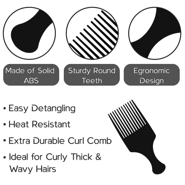 Afro-hårkam Smidig Robust bredtand Plast Afro-val, hårval för att reda ut styling Afro-kam för män och kvinnor