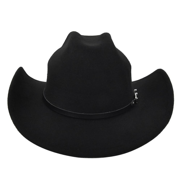 Ny cowboyhat hat Yellowstone jazzhat Retro sort ulden jazzhat Flad skygge med stor skygge