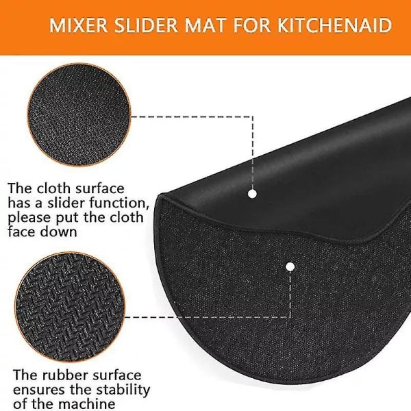 Kitchenaid Mixer Mover Artisan Stand Mixer Blender Anti-slip Pad, gummidyna för 4,5-5 L/6-8 L Bänkskiva LBlack kant