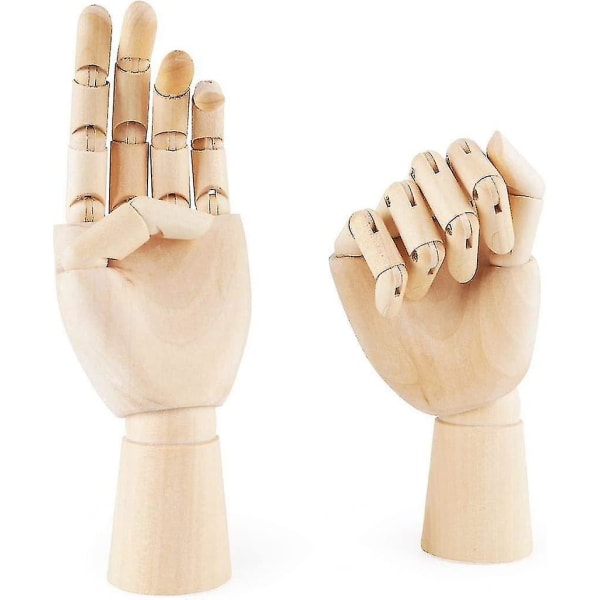 7-tommers trehåndmodell Fleksible bevegelige fingre dukkehåndfigur både venstre og høyre hånd for skissetegning Hjemmekontor