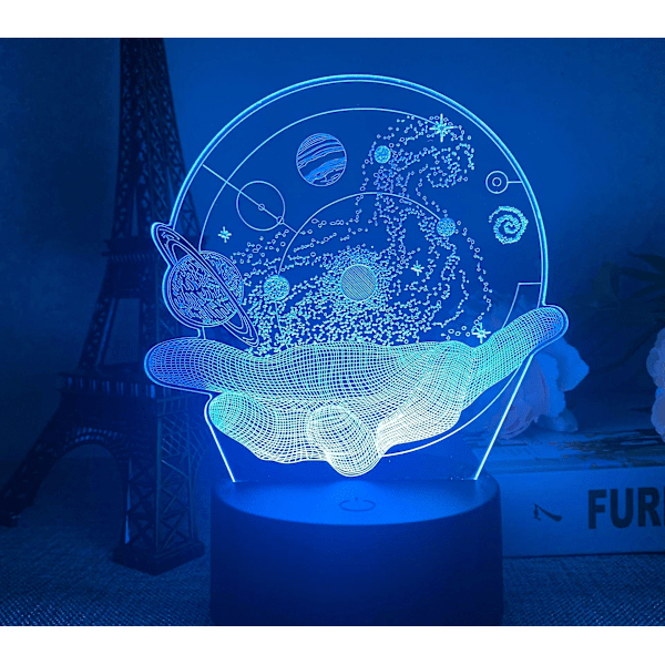 SBSG 3D nattlampa rymdman astronaut serie touch fjärrkontroll spricka LED kreativ presentlampa A svart touch fjärrkontroll 16 färger