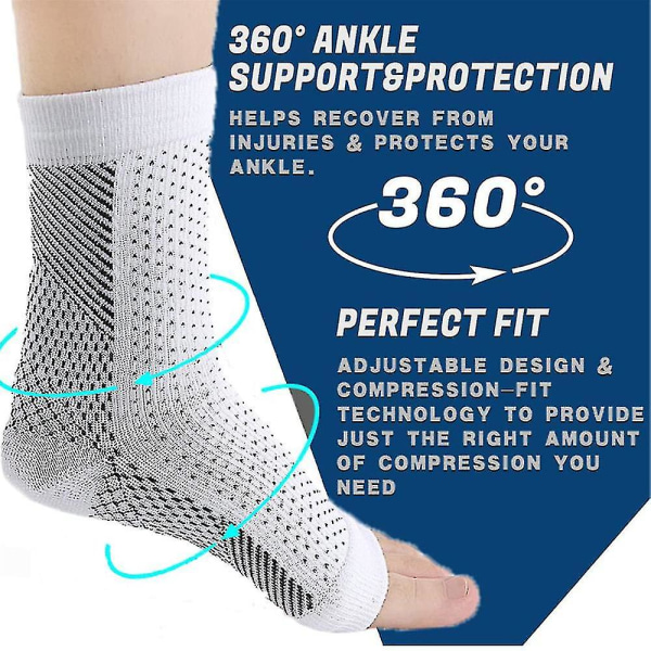 Neuropati kompression ankelbue støtte sokker Sports（Sort，L XL）