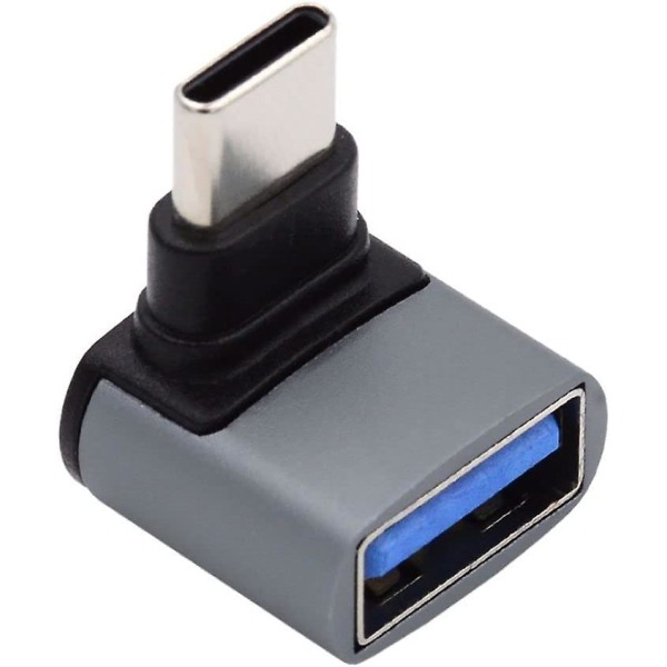 USB C Otg Adapter, USB 3.0 Typ-a hona till USB typ-c hane Otg 90 graders vinklad adapter för bärbar dator, surfplatta, telefon