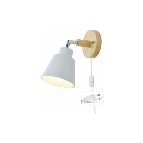 GRYM Vägglampa med E27-kabeluttag, friroterande läslampa vid sängen, Vägglampa inomhus med strömbrytare för sovrum, vardagsrum, spotlight (vit??)