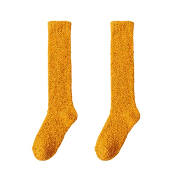 Mote Coral Velvets Lange sokker Ikke-fading svergesikre varme sokker for hjemmekontor (gul)