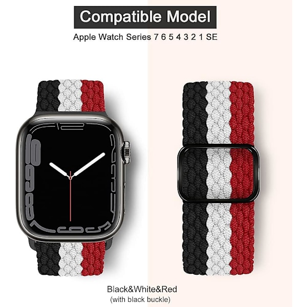 Stretchy Solo Loop Strap Kompatibel med Apple Watch Band 41mm 40mm 38mm, Justerbar Elastisk Nylonflettet Sportsarmbånd For Iwatch Serie 7 6 5 4