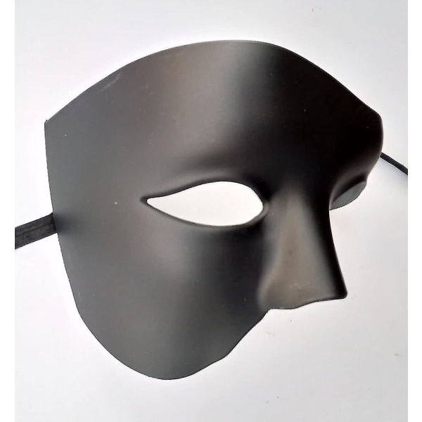 1-osainen naamiaisnaamio Retro Phantom Of The Opera One Eye Half Face -asu, Half Face Phantom Mask (mattamusta)