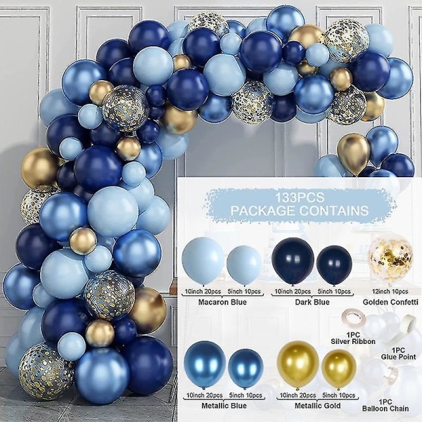 Blue Macaron Balloon Garland Arch Kit Foil Latex Balloon Wedding Baby Shower syntymäpäiväjuhlakoristeeseen (72 kpl)