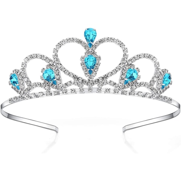 Blue Gem Rhinestone hovedbeklædning uden kam Velegnet til børns store børns dans fødselsdag Princess Crown