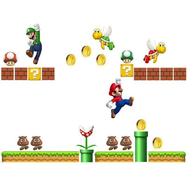 Super Mario Build A Scene Peel And Stick Wall Decal Stickers Wall Decals Stickers Diy Removable Stick  Boys Girls Kids Room Nursery Wall Mural Dec