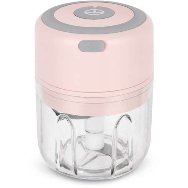 MINKUROW Minihackare, hållbar elektrisk lökhackare med 250 ml kapacitet för köksredskap (rosa)